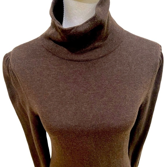 Peruvian Connection 100% pima cotton brown turtleneck body con dress size small - Picture 4 of 9